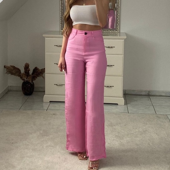 ZARA WIDE LEG LINEN PANTS - Picture 4 of 4